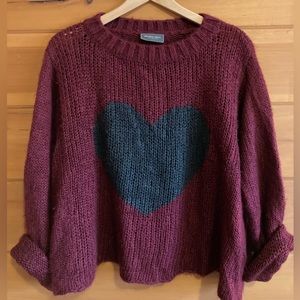 Wooden Ships HEART ❤️ sweater • wool acrylic blend • size S/M EUC • gently worn